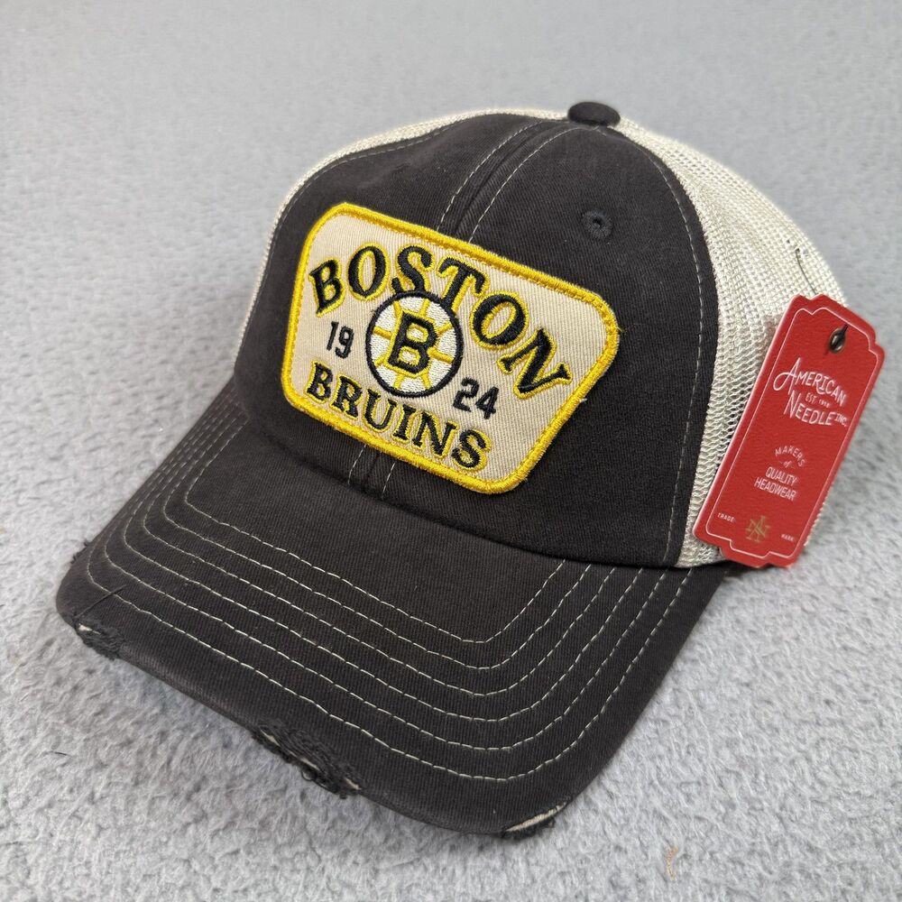Boston Bruins Hat Cap Snapback American Needle Trucker Distressed NHL Hockey NWT